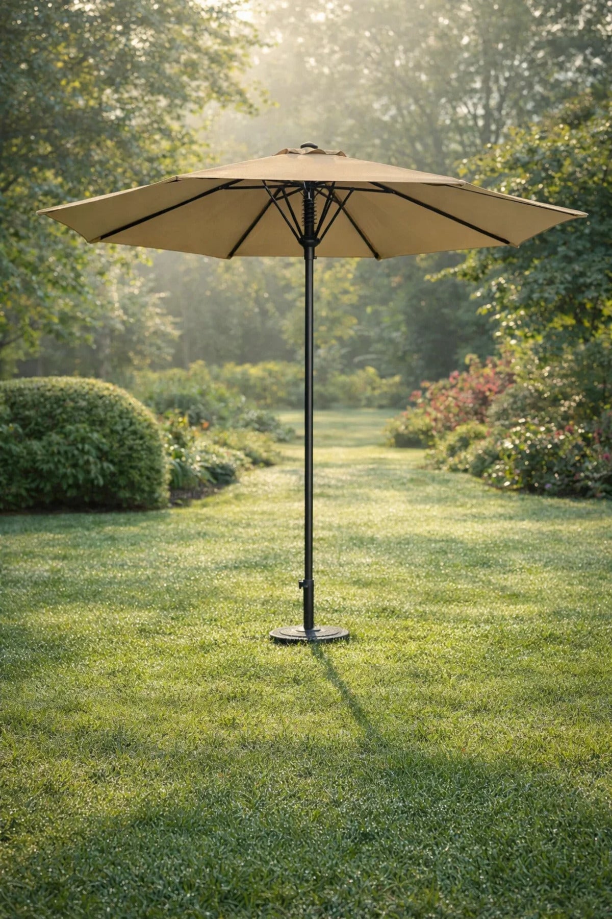 Luxury Camel Garden Umbrella 300cm Double Tier Patio Awning with Crank for Poolside Shade Sun