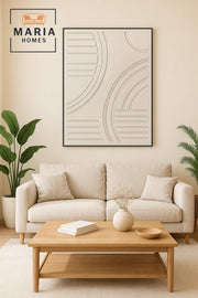 Modern 3D Wall Art Ð Beige Geometric Decorative Panel with Textured Arched Lines 150_100 cm