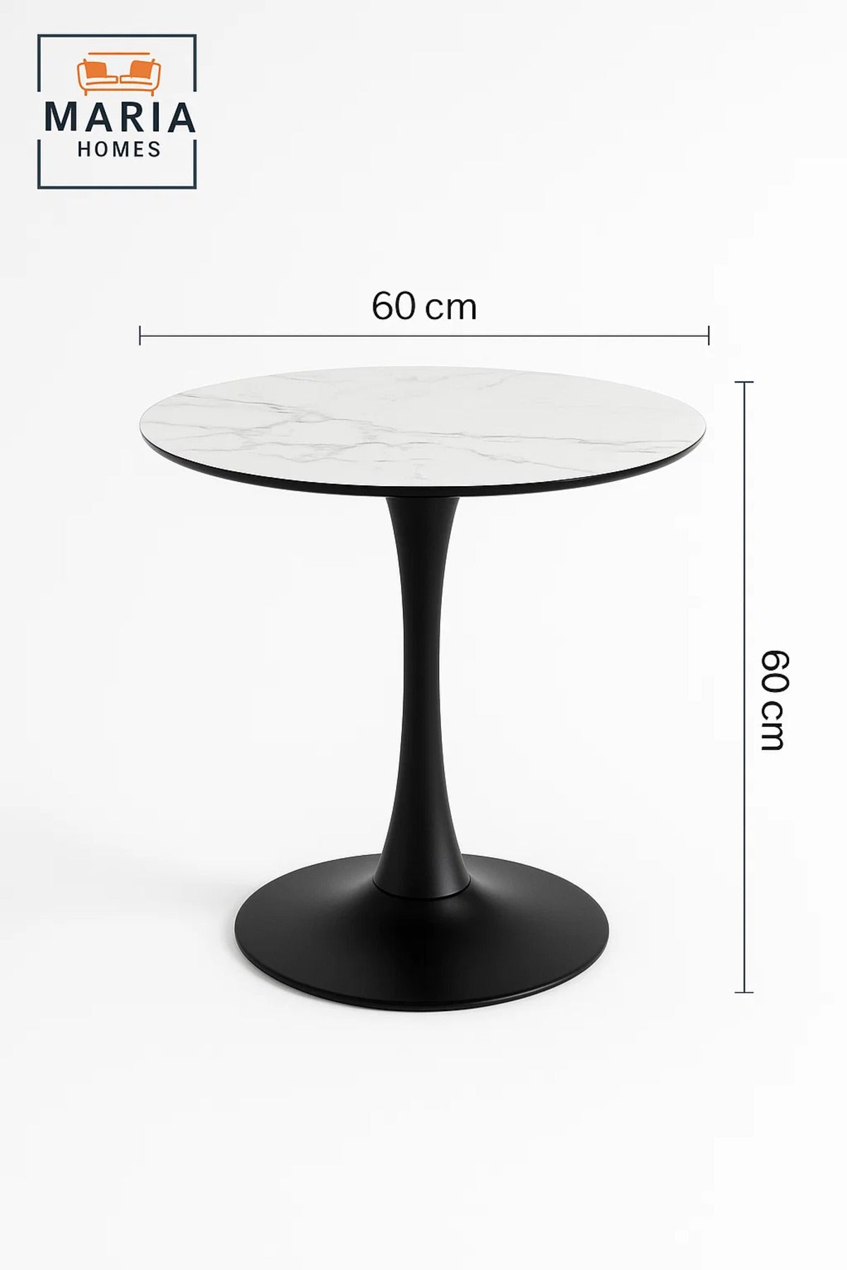 Round White Marble Dining Table √ê Modern Caf≈Ω, Restaurant, Office & Home Metal Furniture 60_60 cm