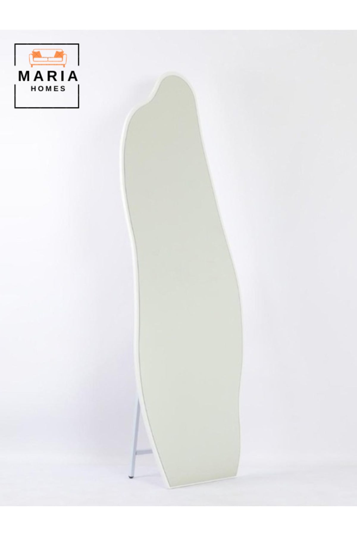 Wavy Full-Length Standing Mirror in White Frame Ð 170x58 cm Modern Design