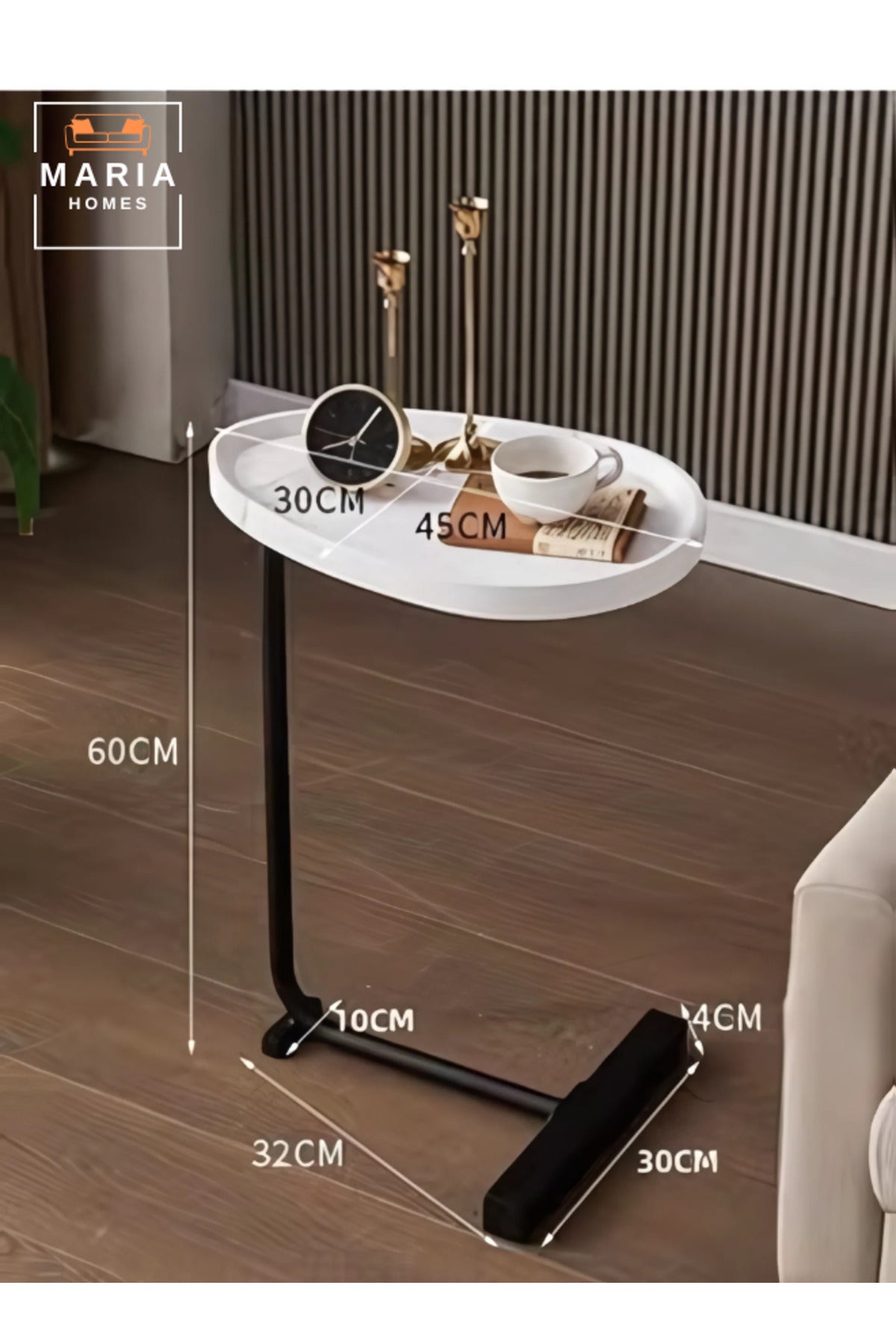 C- Shaped Sturdy Nordic Style Coffee Table Sofa Side Table End Table For Living Room