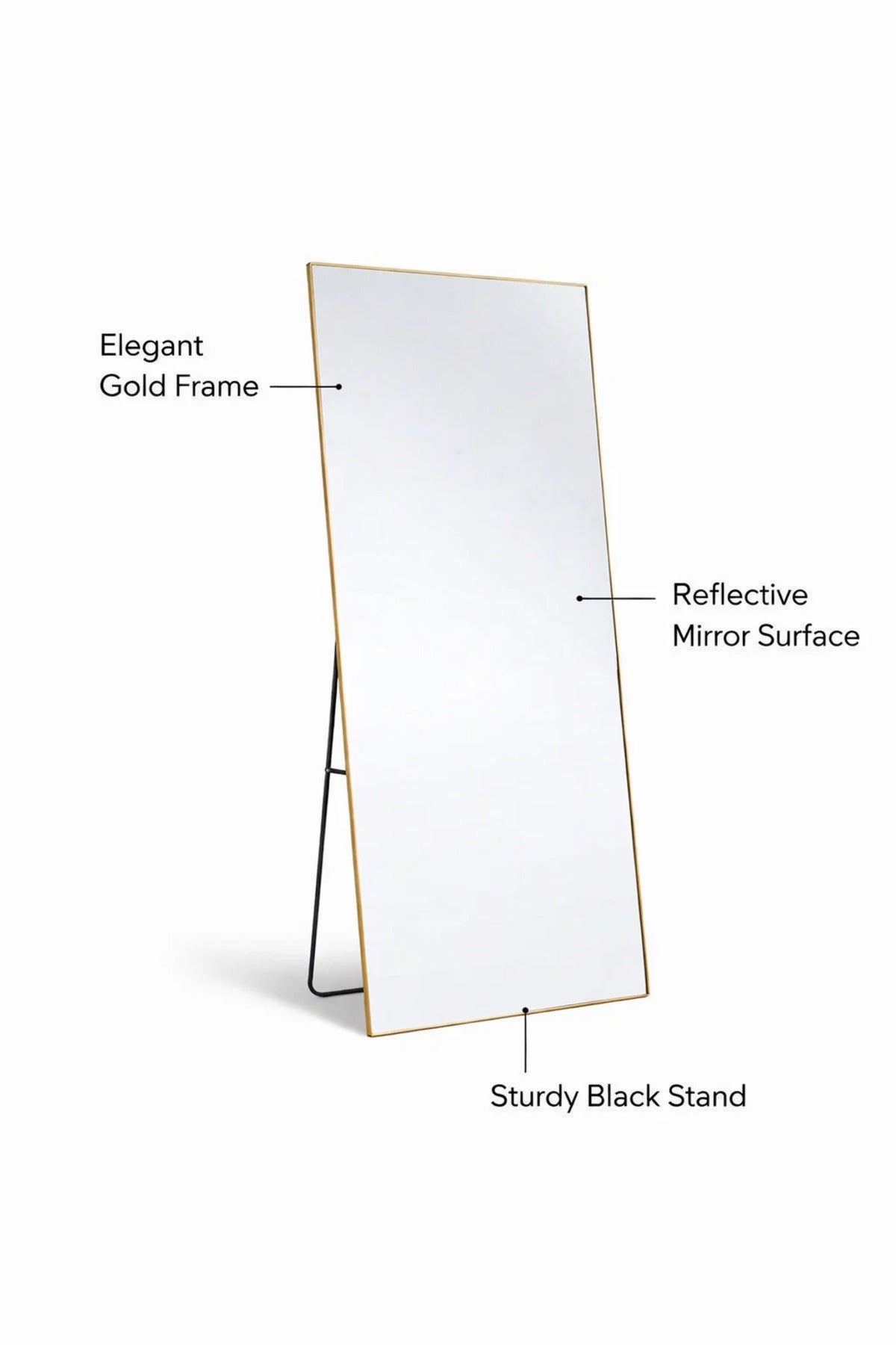 Gold Standing Floor Mirror 180x80cm Full Length Bedroom gold standing floor