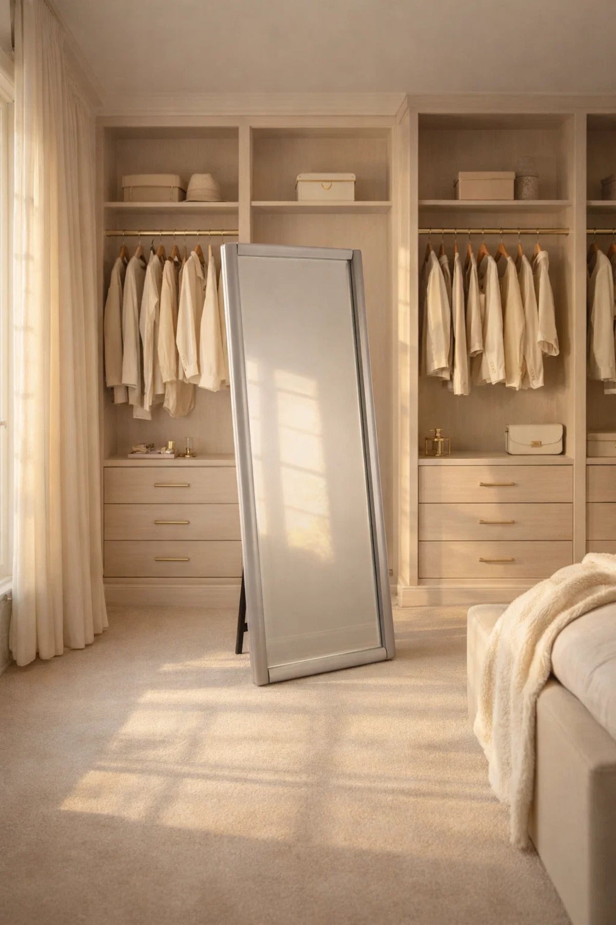 Grey Full Length Standing Mirror 80x180cm Modern Floor grey full length