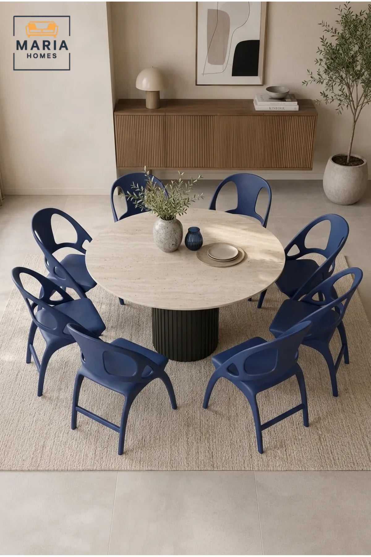 Modern Blue Plastic Dining Chair with Armrests √ê Lightweight Stackable Chair for Dining Room, Caf≈Ω, Patio & Commercial Use