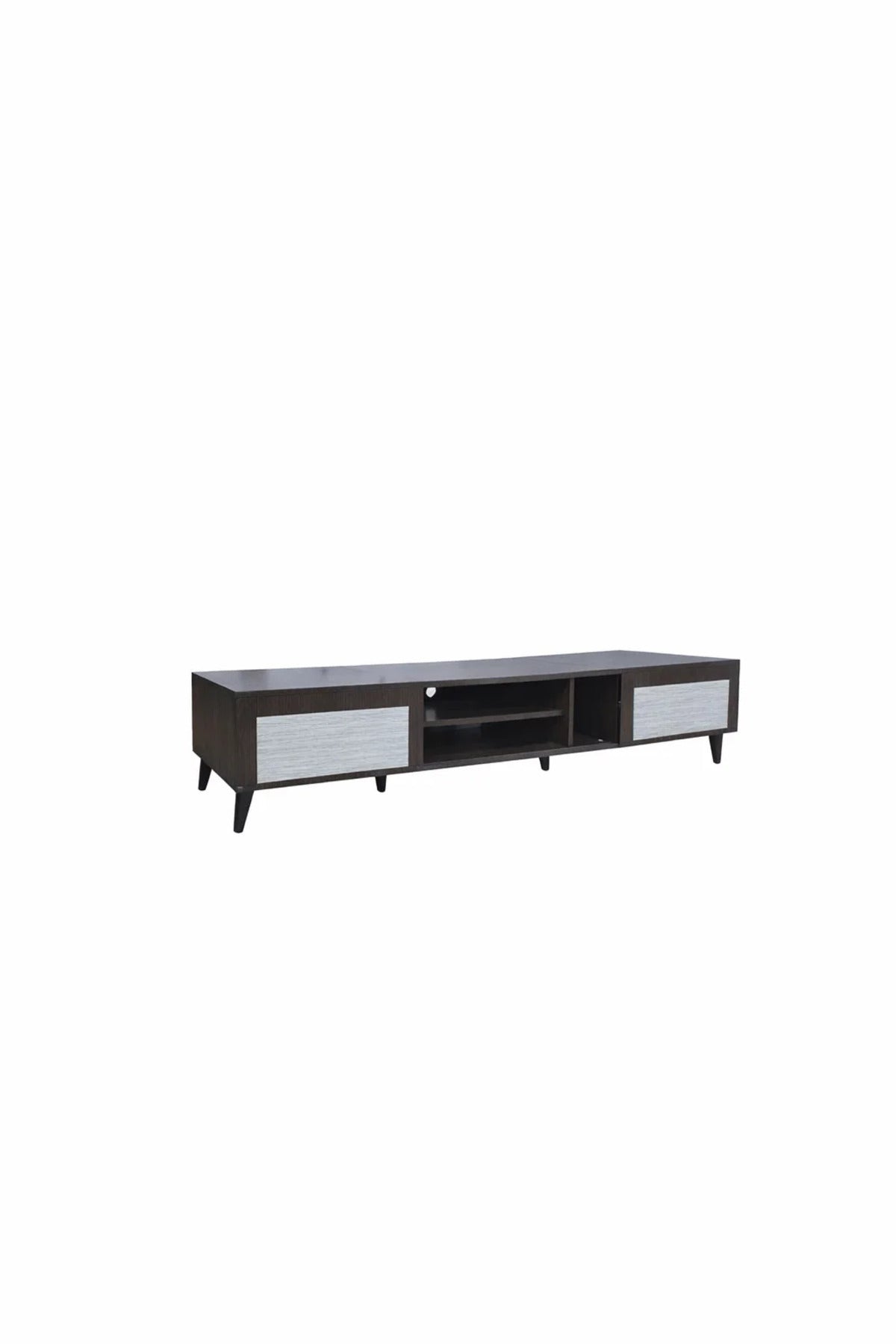 Brown & Grey TV Stand √ê 200x40x45 cm Modern Plasma Table with Cabinets & Shelves