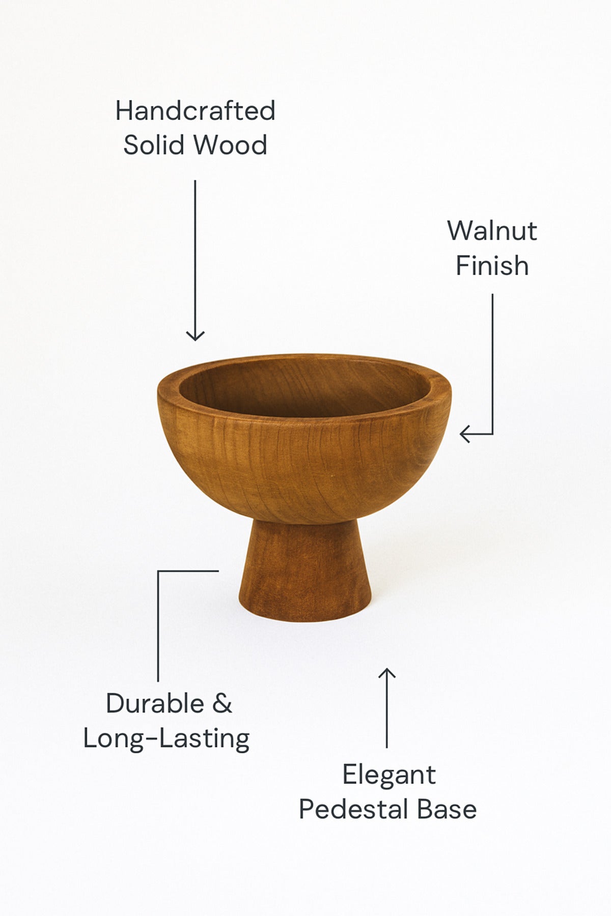 Walnut Wooden Pedestal Bowl Ð Decorative Serving & Display Centerpiece for Home DŽcor