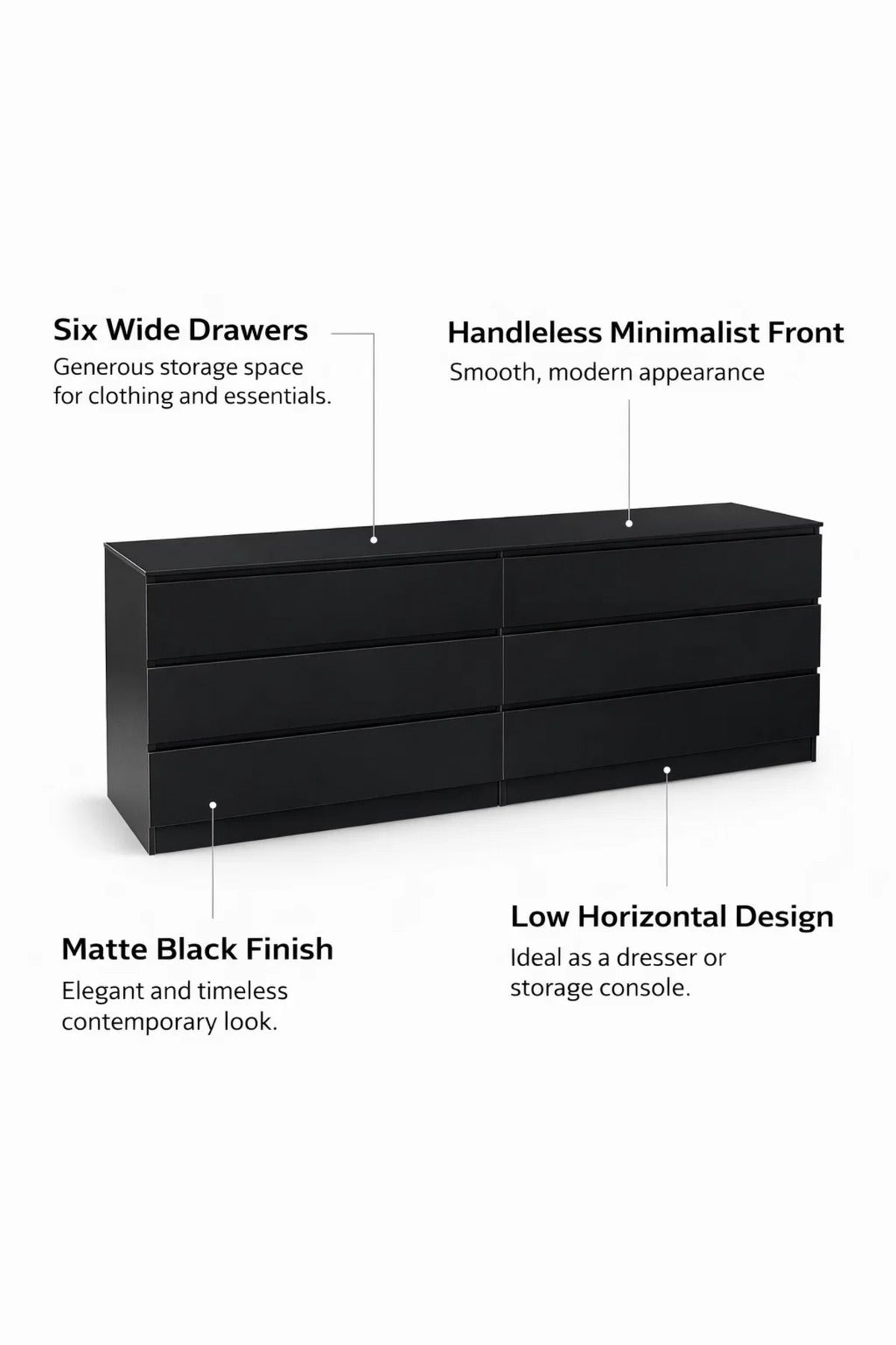 Hamal Furniture Black 6-Door Shoe Cabinet Large Storage Organizer for Hallway Entryway Modern Design
