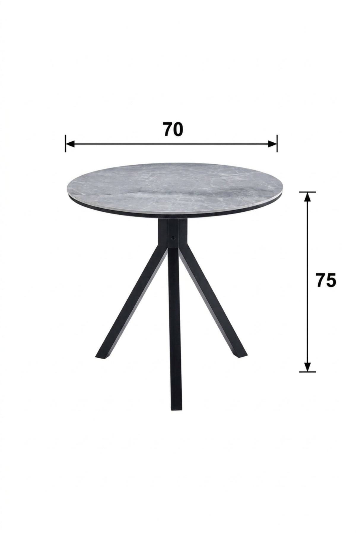 Modern Round Marble Dining Table with Black Metal Base for Cafe Dining Room Furniture