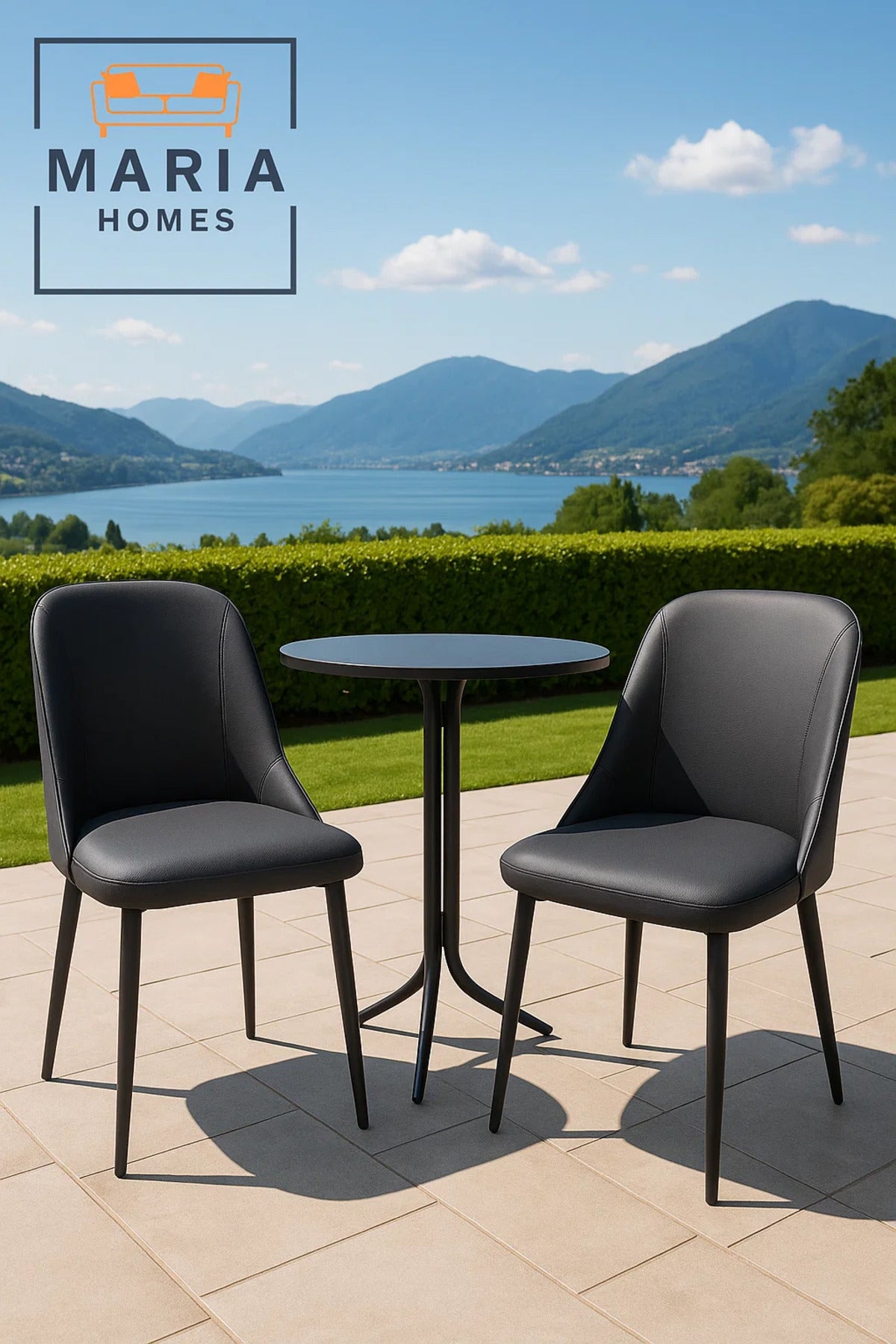 Ergonomic Black Faux Leather Dining Chair with Padded Seat and Metal Legs