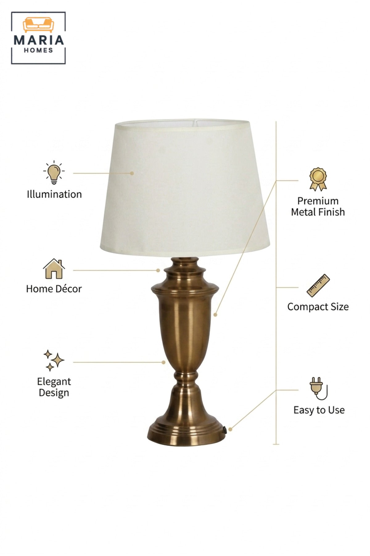 Classic Antique Gold Table Lamp with Decorative Urn Base and White Fabric Shade Elegant Bedside Light for Bedroom Living Room Office and Hotel Décor