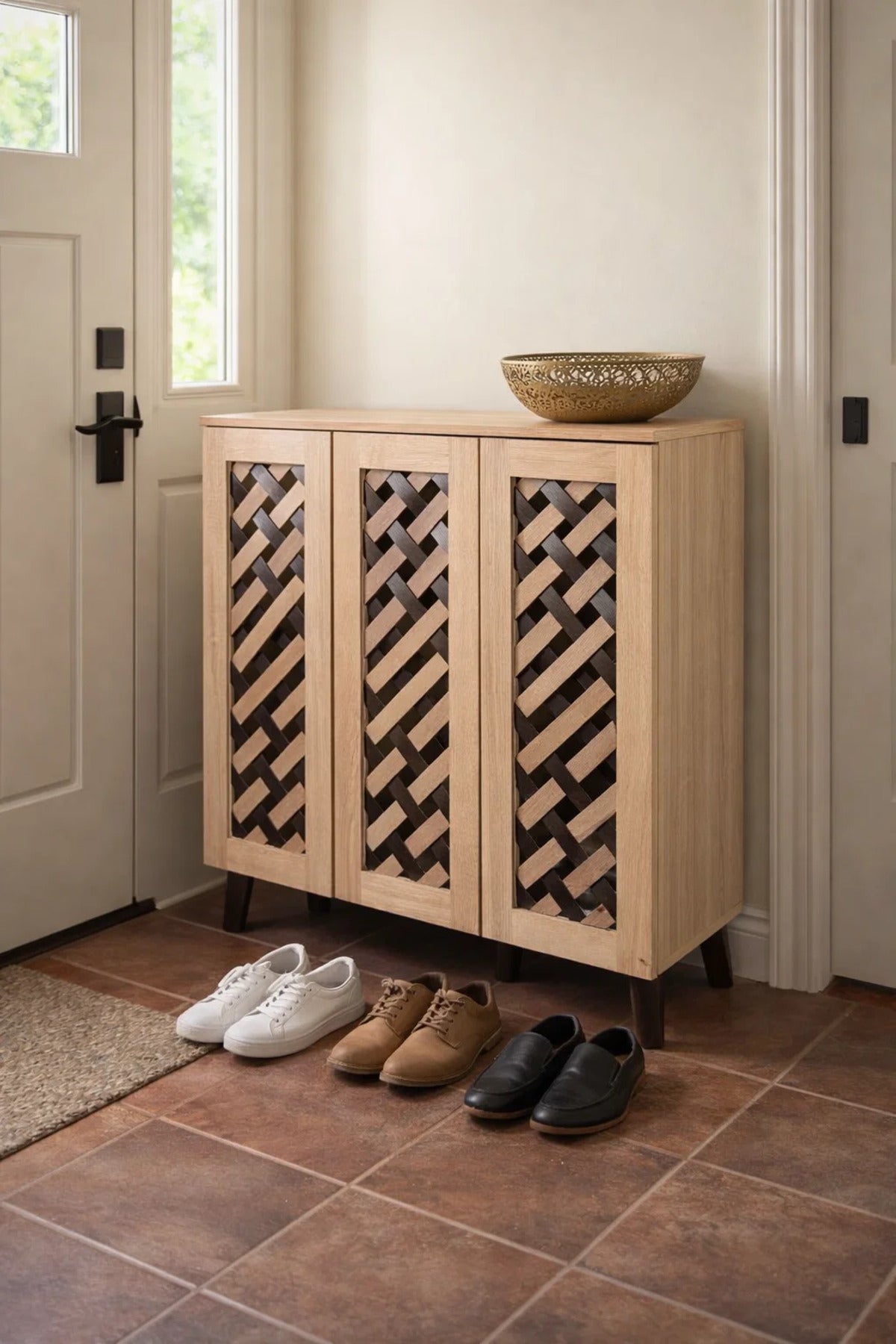 Wood and Brown Shoe Cabinet - SC003 (90*34*91 cm)