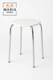 Round White Stool with Chrome Legs Ð Compact and Lightweight-size 72 *121CM