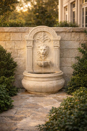 Classic Ivory Lion Head Decorative Water Fountain Indoor Outdoor Garden Feature 78x43 cm