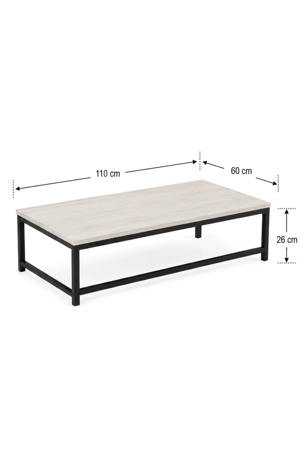 5-Piece Coffee Table Set with Side Tables √ê Modern Living Room Table Set, Light Wood Finish & Black Metal Frame