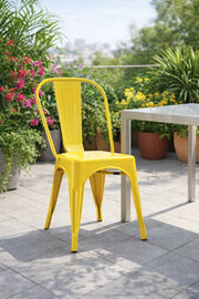 Bright Yellow Metal Chair √ê Durable and Stylish Dining or Office Chair