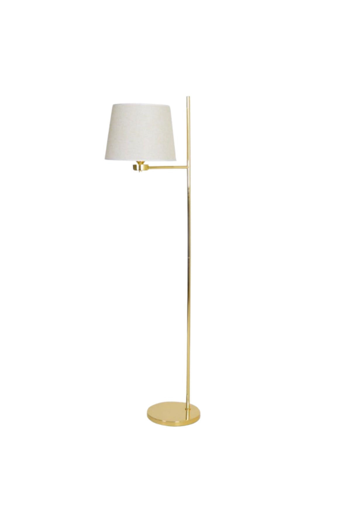 Gold Floor Lamp with White Shade and Glossy Base