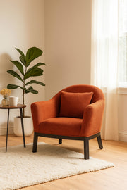 Orange Fabric Armchair Ð Modern Single Seater Lounge Chair with Cushion for Living Room & Bedroom