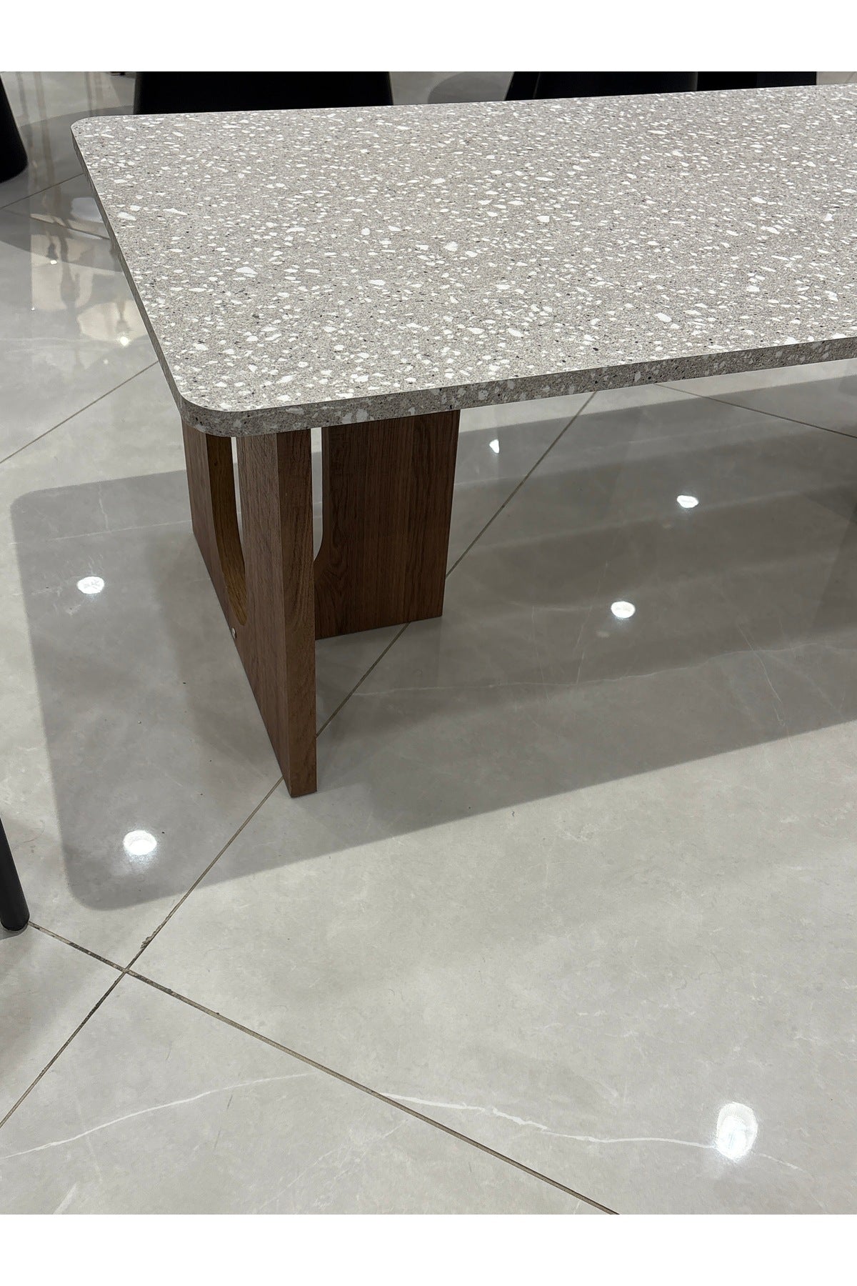 Modern 3-Piece Coffee Table Set with Terrazzo Top and Wooden Base