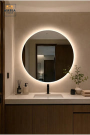 Round LED Wall Mirror with Backlit Touch Sensor – Modern Bathroom Vanity Mirror