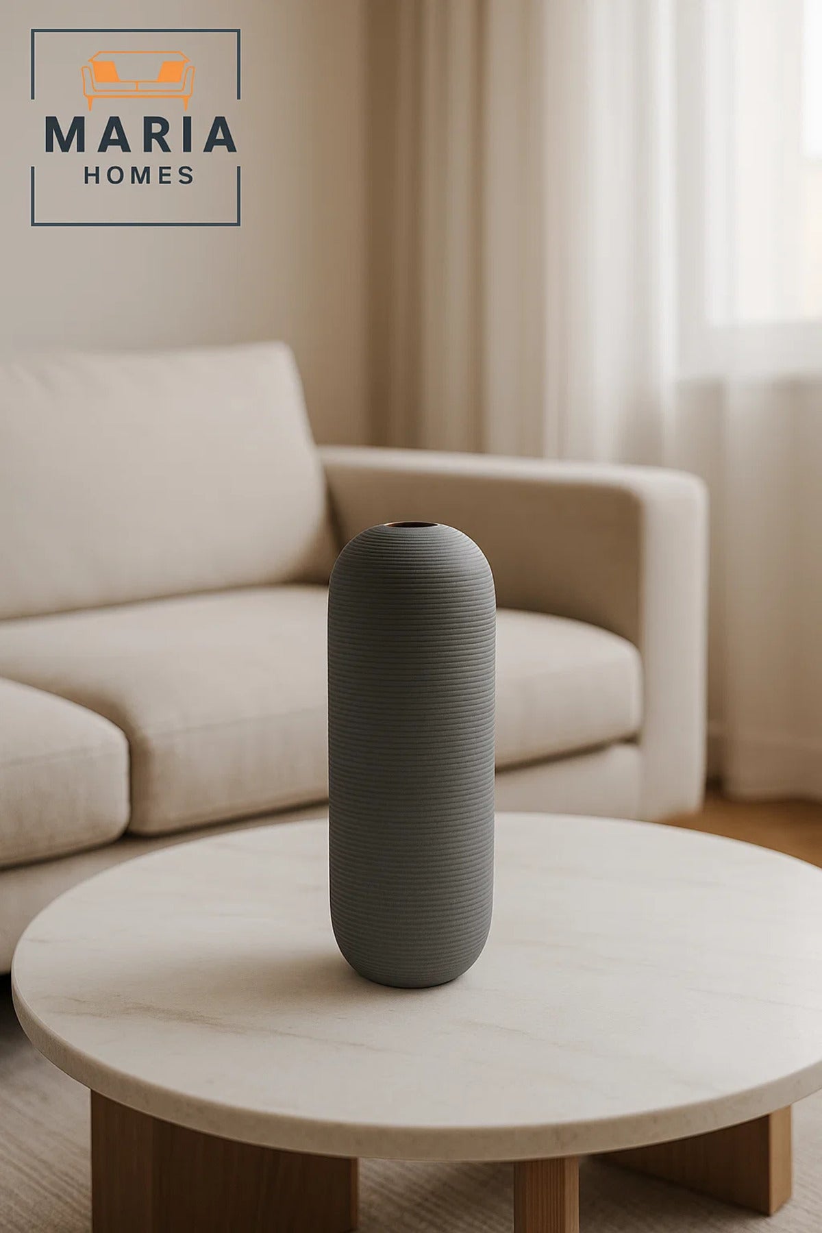 Modern Grey Decorative Vase Ð Tall Ceramic Table Vase for Home and Office Decor
