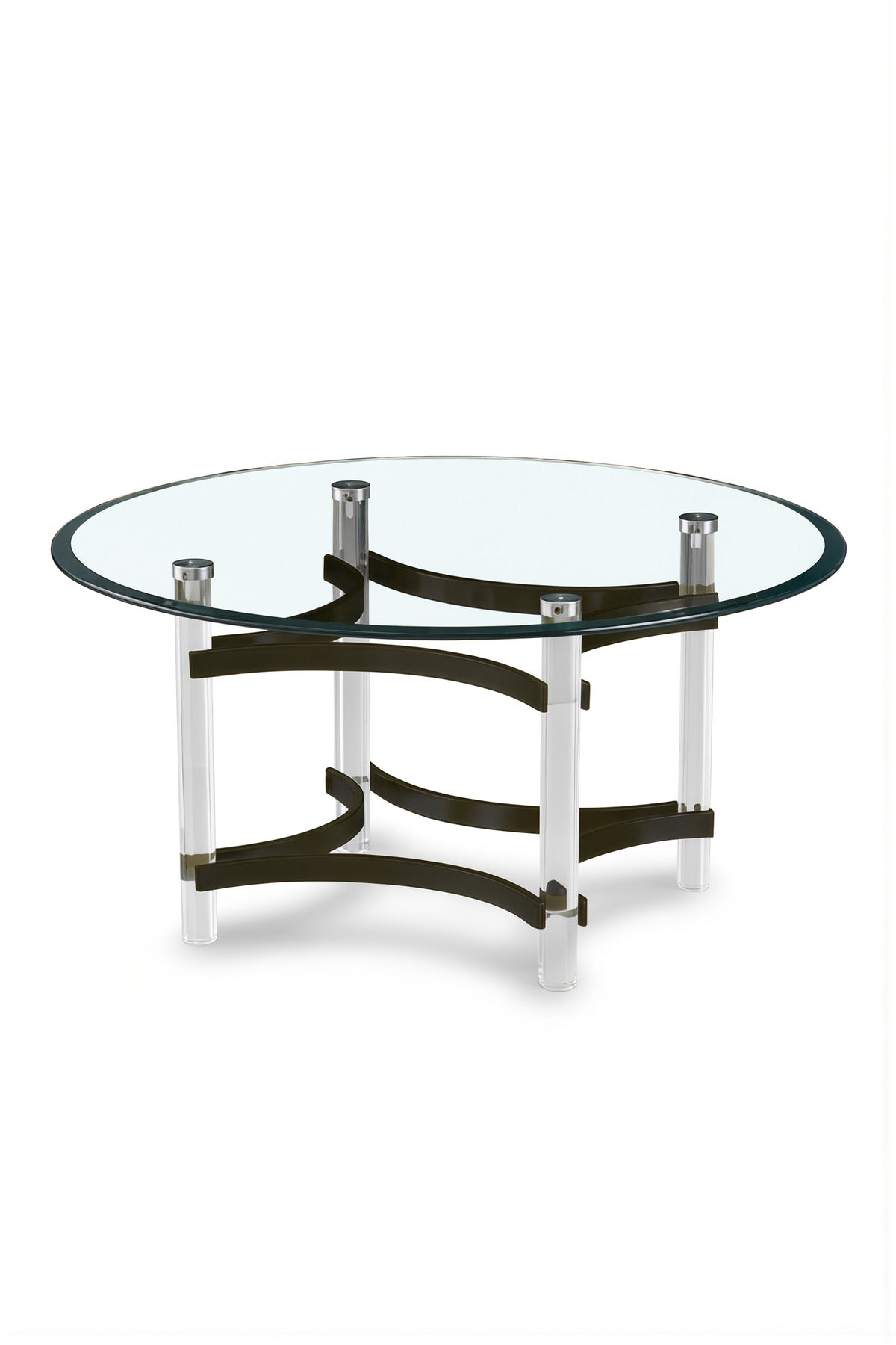 Modern Round Glass Center Table with Black Acrylic Frame for Stylish Living Room Decor 90cm