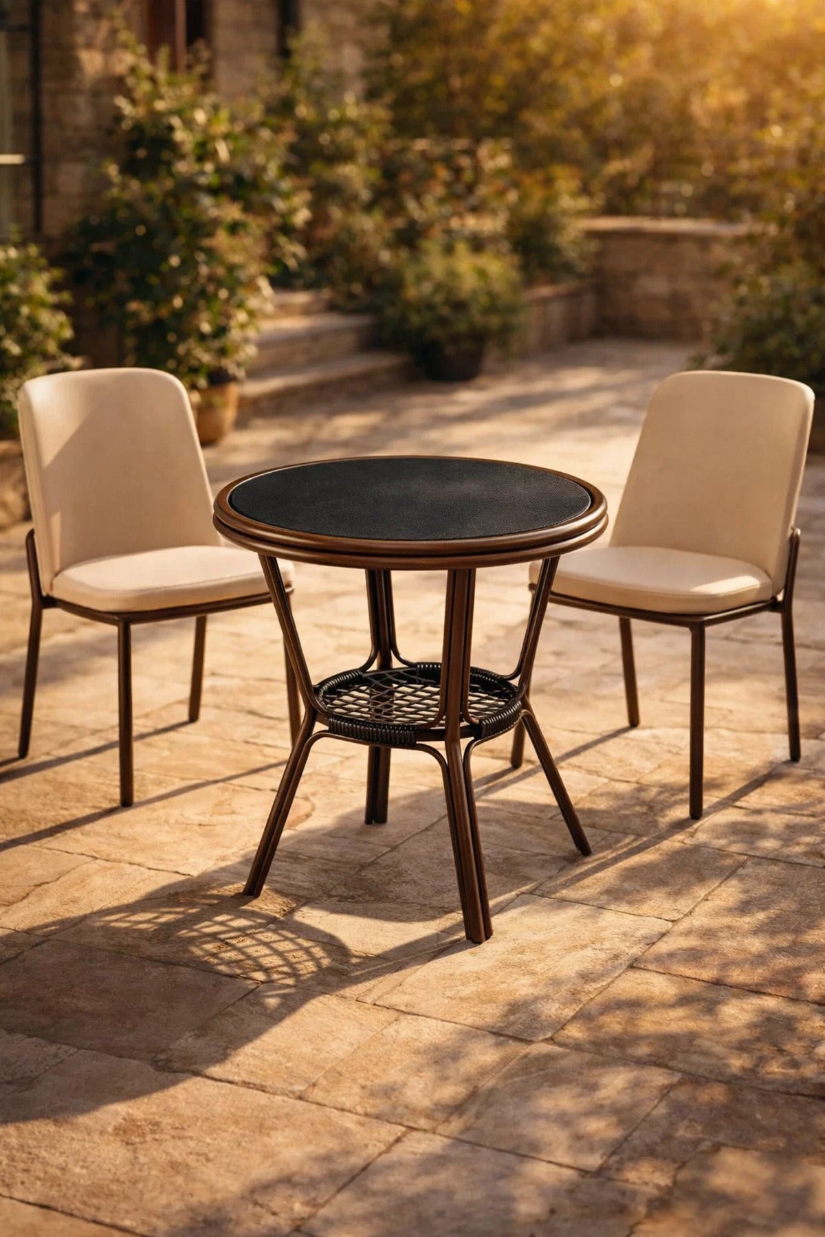 Modern Coffee Brown Caf≈Ω Table with Glass Top √ê Compact Round Side Table