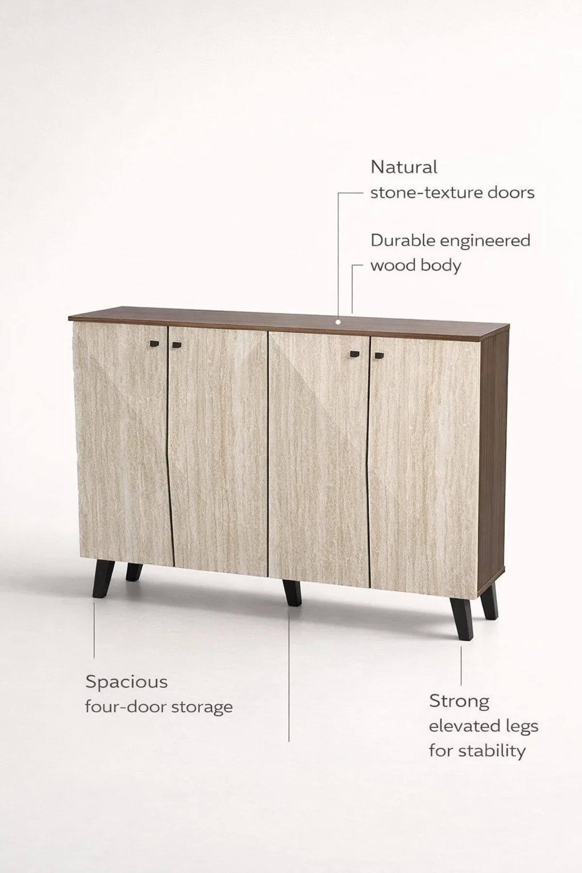 Dark Brown and Beige Shoe Cabinet with Minimal Design 120 x 32 x 93 cm