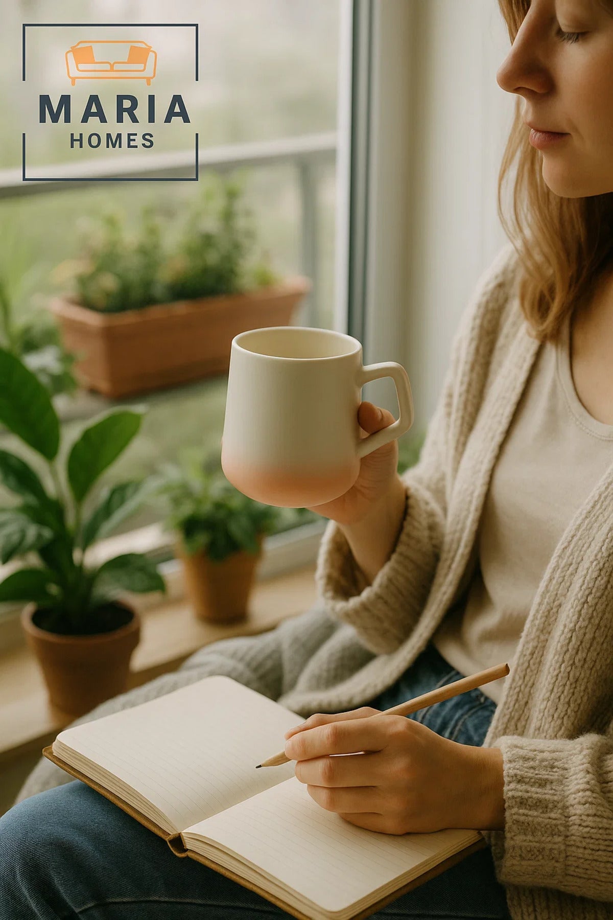 Ceramic Mug with Matte White and Pink Gradient – Modern Handle Design