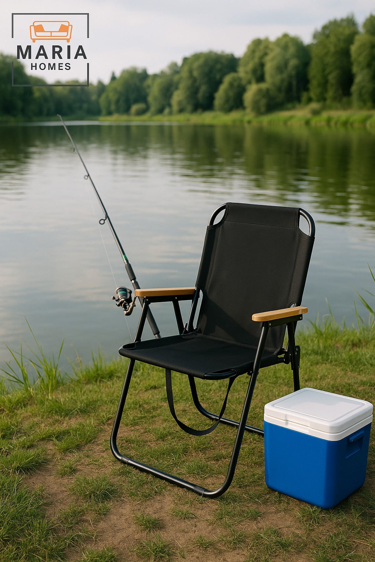 Aluminum Frame Folding Camping Chair, for Picnic, Beach, Garden, Black - 78H x 40SH x 52D x 52W cm