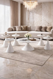 Elegant 7-Piece Round Center Table Set with 6 Nesting Side Tables for Modern Living Spaces