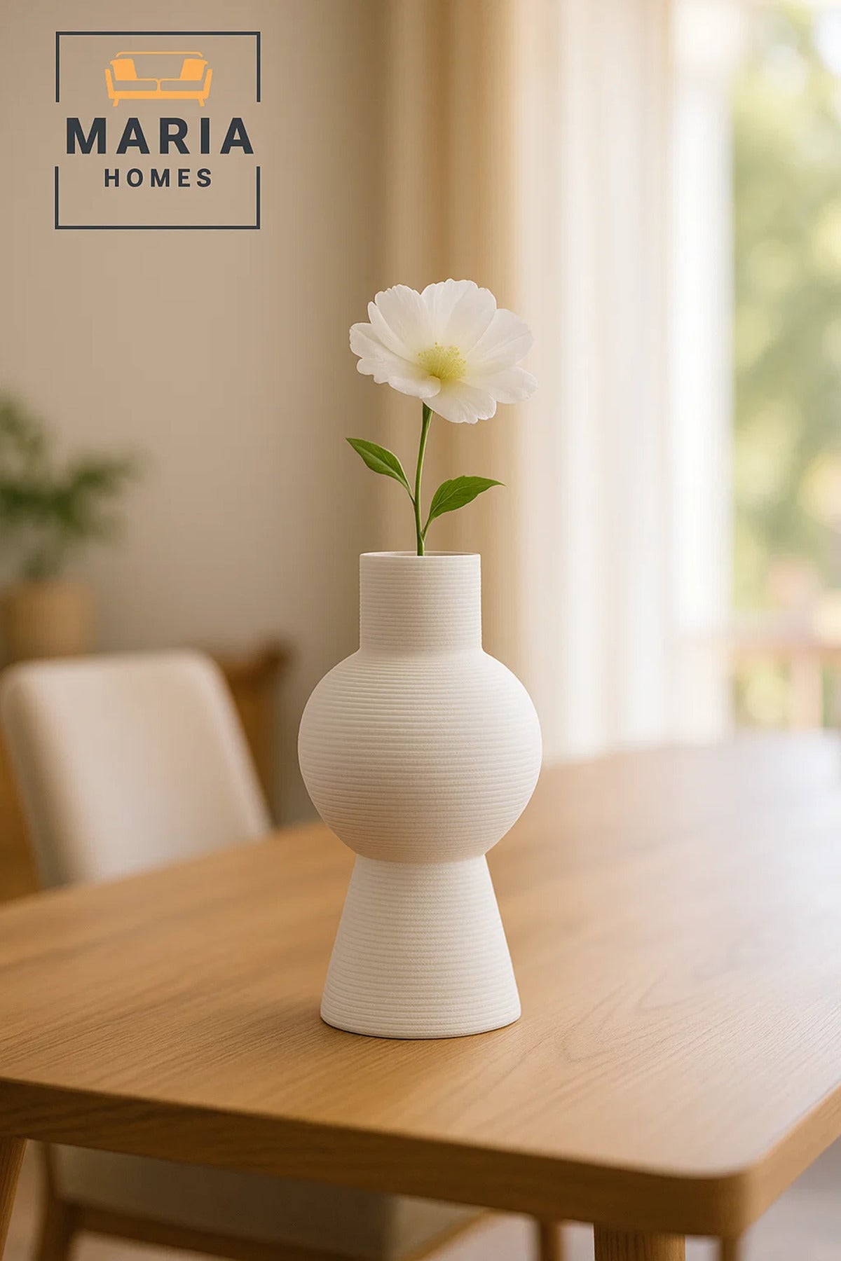 Modern White Decorative Vase Ð Sculpted Ceramic Flower Vase with Textured Design