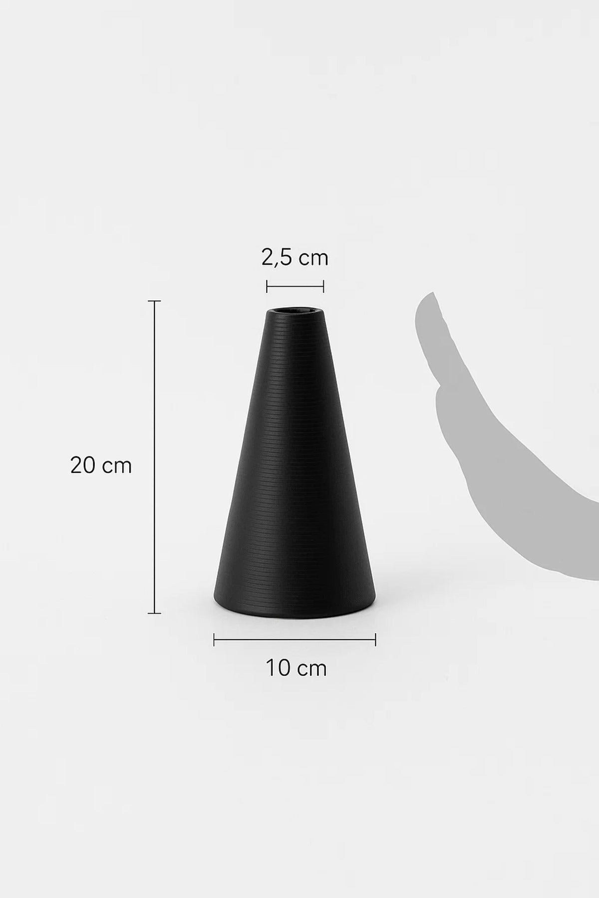 Matte Black Cone Ceramic VaseÐ Modern Minimalist Decorative Flower Vase for Home DŽcor