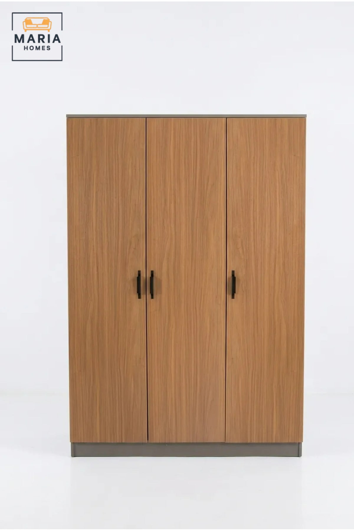 Modern 3-Door Wooden Wardrobe with Hanging Rail and Storage Shelves, Freestanding Bedroom Closet for Clothes, Accessories and Linen Organization