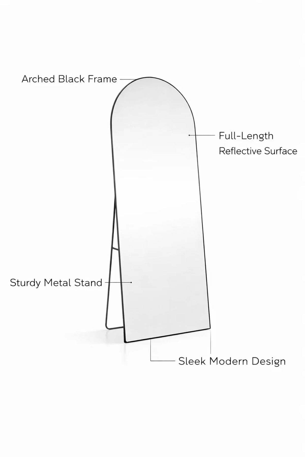 Black Arched Full Length Standing Mirror 60x180cm Modern Floor black arched full