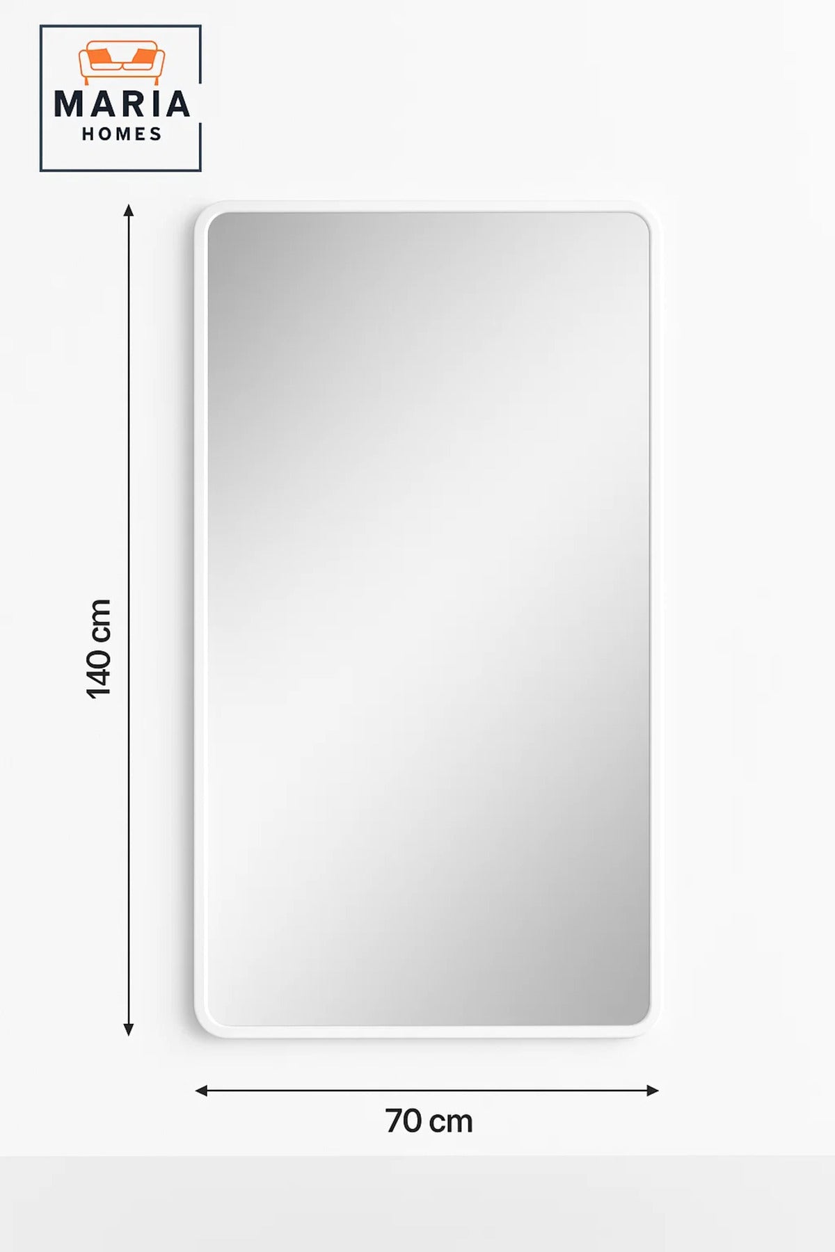 Wall Mounted White Frame Mirror for Bedroom, Bathroom & Living Room D≈Ωcor 140x70