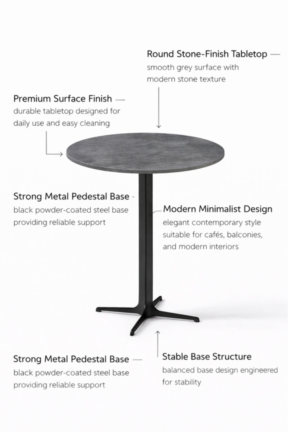 Round Coffee Table Grey Wooden Top Metal Base 60x60x75cm Modern Caf≈Ω round coffee table