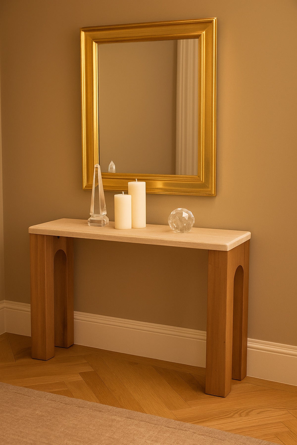 Wooden Console Table with Arched Legs Ð Modern Entryway & Living Room Furniture 140_40_80 cm