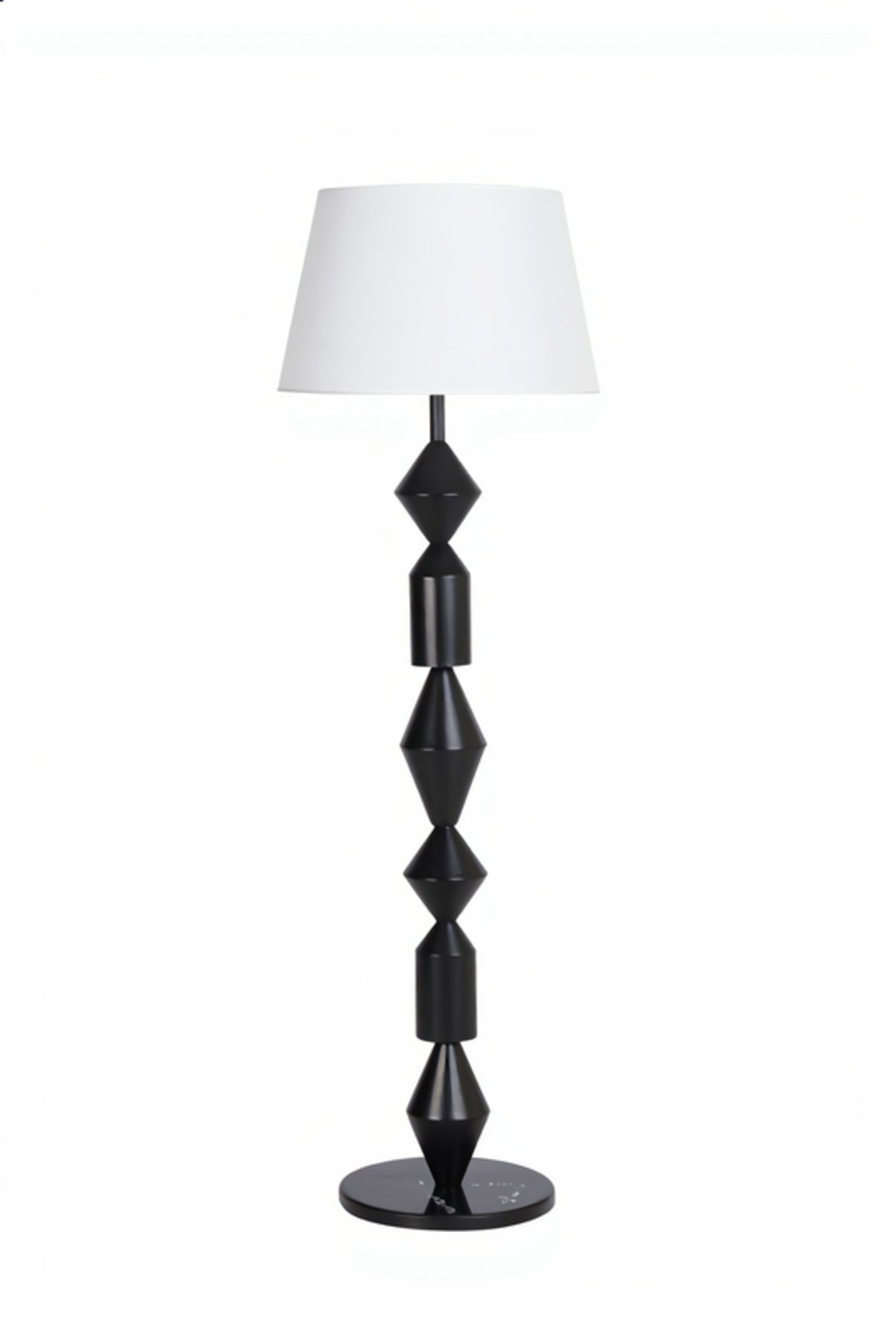 Modern Decorative Floor Lamp with Fabric Shade and Geometric Base Design