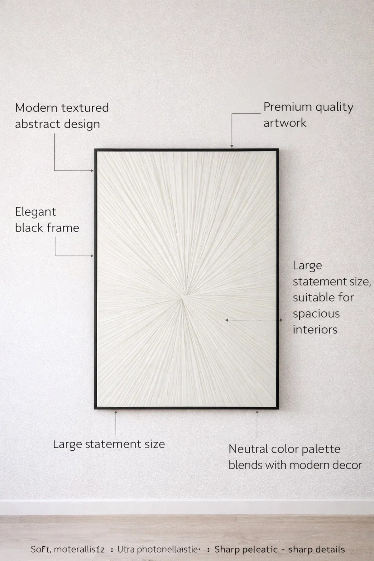 Minimalist Abstract Wall Art with Black Frame 123 x 83 cm