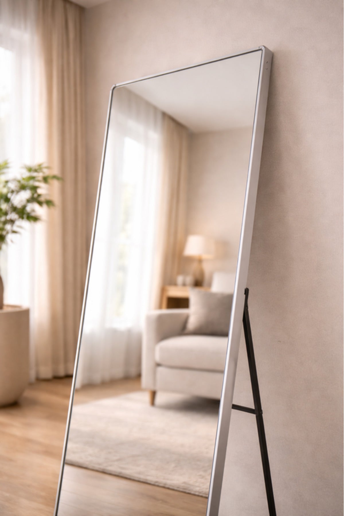 Silver Full Length Standing Mirror 70x180cm Modern Floor silver full length