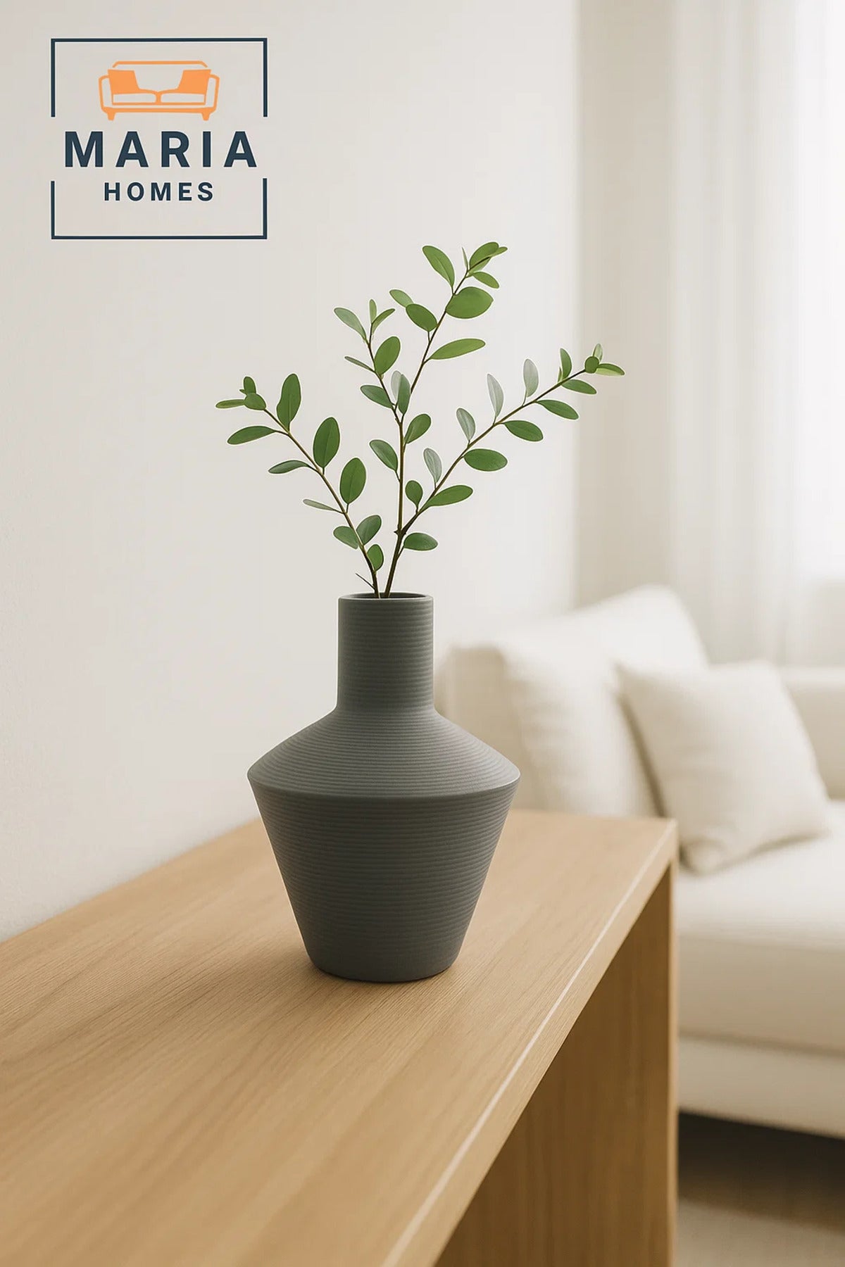 Modern Grey Decorative Vase Ð Textured Ceramic Table Vase for Home & Office DŽcor