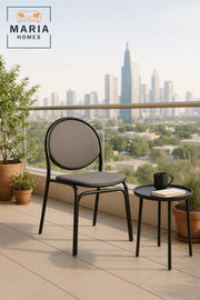 Black Metal Round Back Chair Modern Dining CafŽ Outdoor Furniture Comfortable Steel Seating