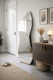 Modern Wavy Full Length Standing Mirror with Metal Stand 150 _ 40 cm modern wavy full