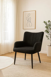 Modern Black Fabric Armchair, Comfortable Lounge Chair for Living Room & Office