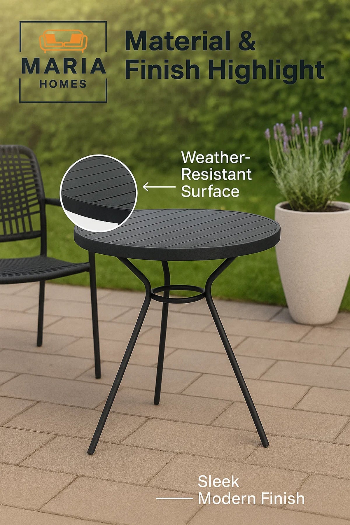 Round Black Outdoor Bistro Table with Tripod Base