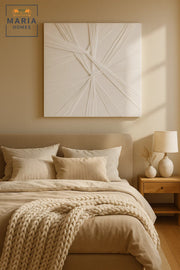 White Textured Abstract Wall Art Ð Modern Minimalist Decor for Living Room, Bedroom & Office 100*100