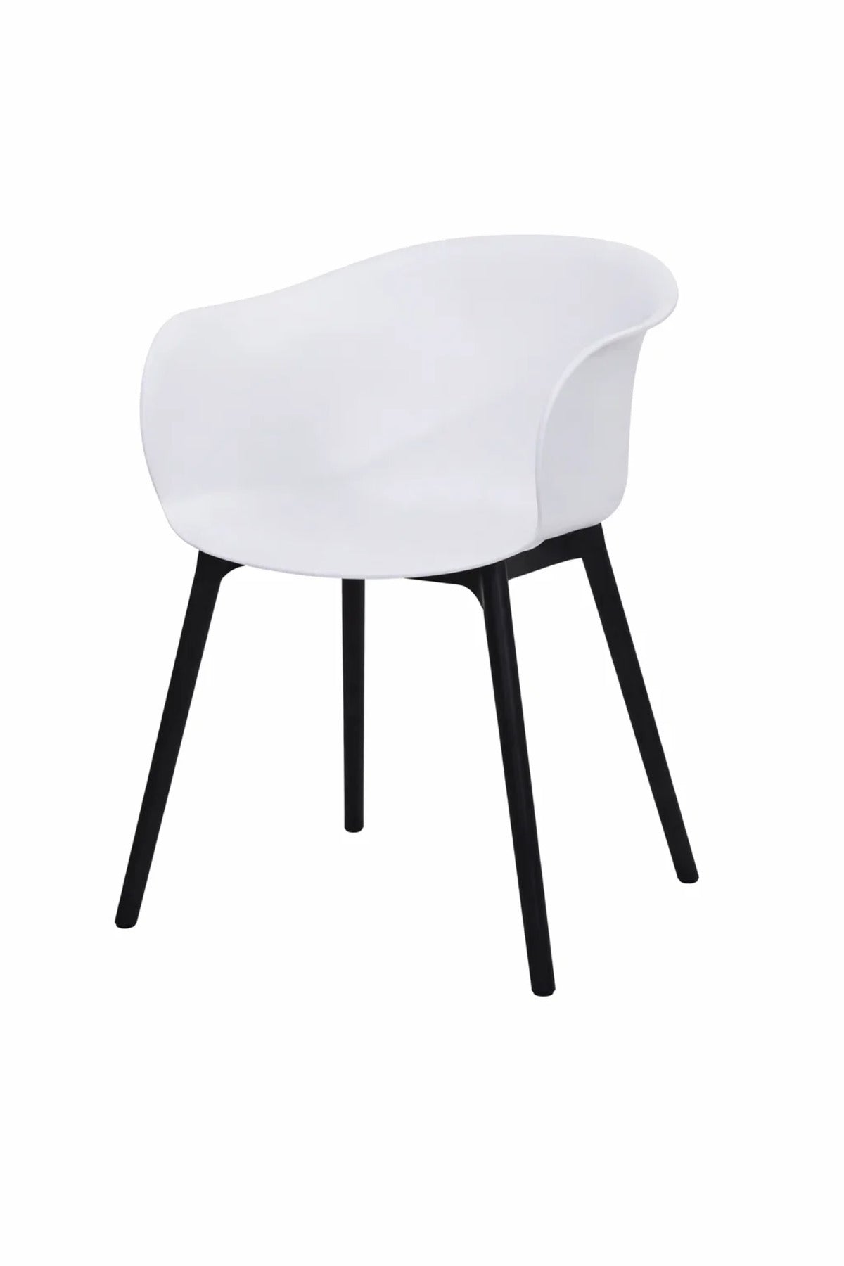 Modern White Plastic Armchair with Metal Legs