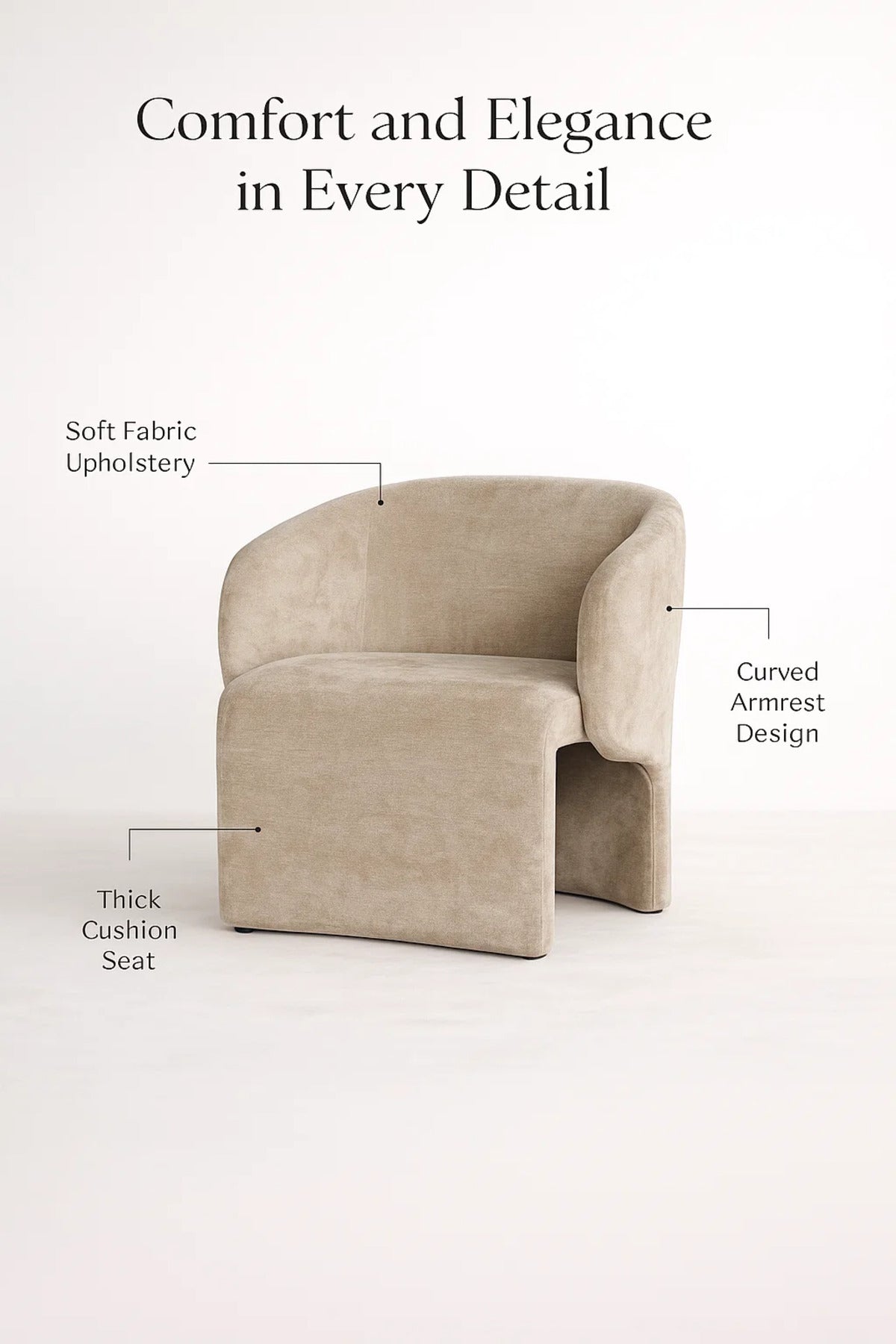 Modern Upholstered Lounge Chair Beige Comfortable Accent Armchair