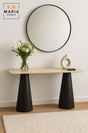 Modern Console Table Ð Beige Top with Black Base, Entryway & Living Room Furniture (140_40_80 cm)