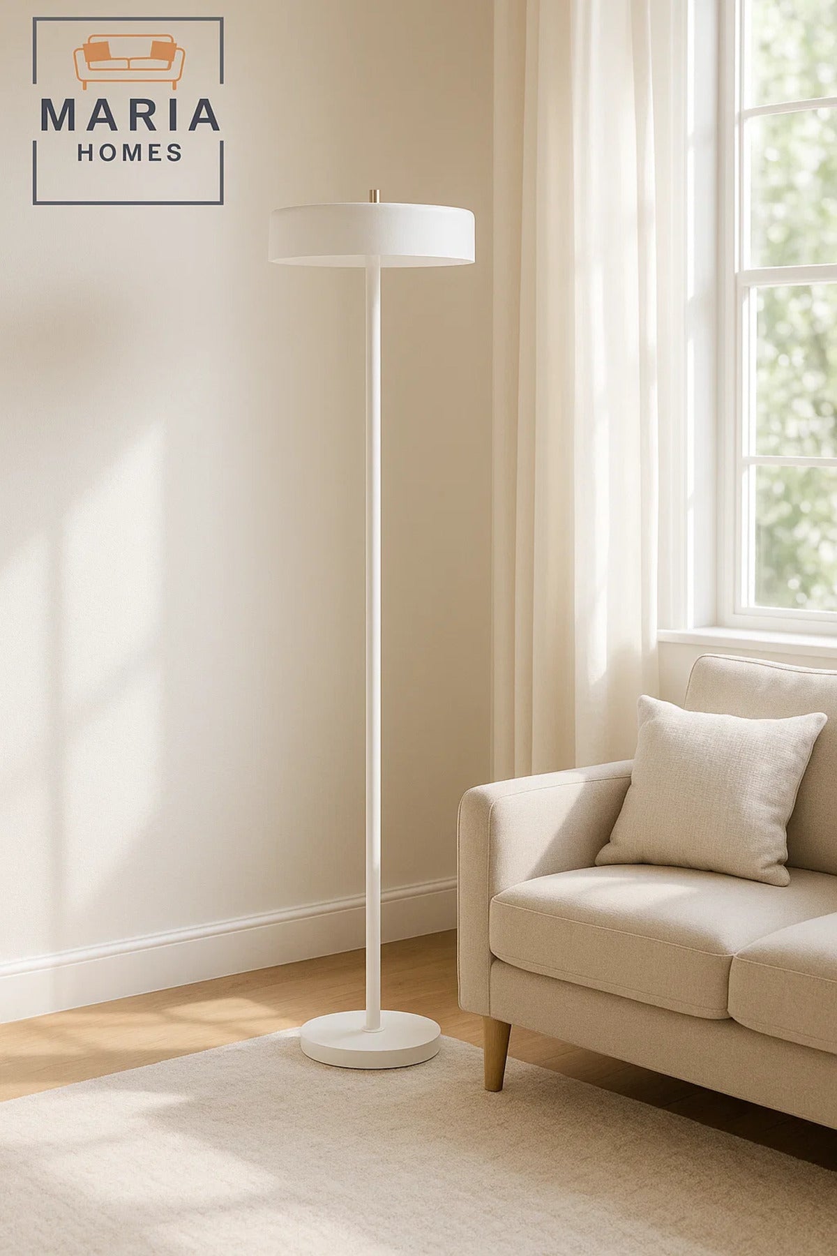 Minimalist White Floor Lamp with Flat Shade